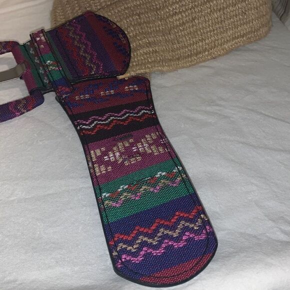 NWT Woven Jute Aztec Wide Stretch Belt S/M - Picture 3 of 8